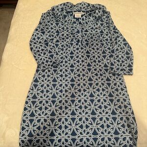 Gretchen Scott Designs Navy and White Graphic Dress with Peter Pan Collar